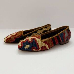 Vintage Handmade Turkish Kilim Loafers Woven Wool Tapestry Boho Shoes Size 7